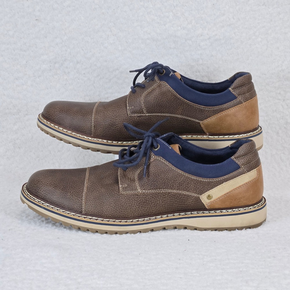Freeman Mens Jason Casual Oxford Shoes 11.5M Memory Foam Brown Lug Dress Oxford